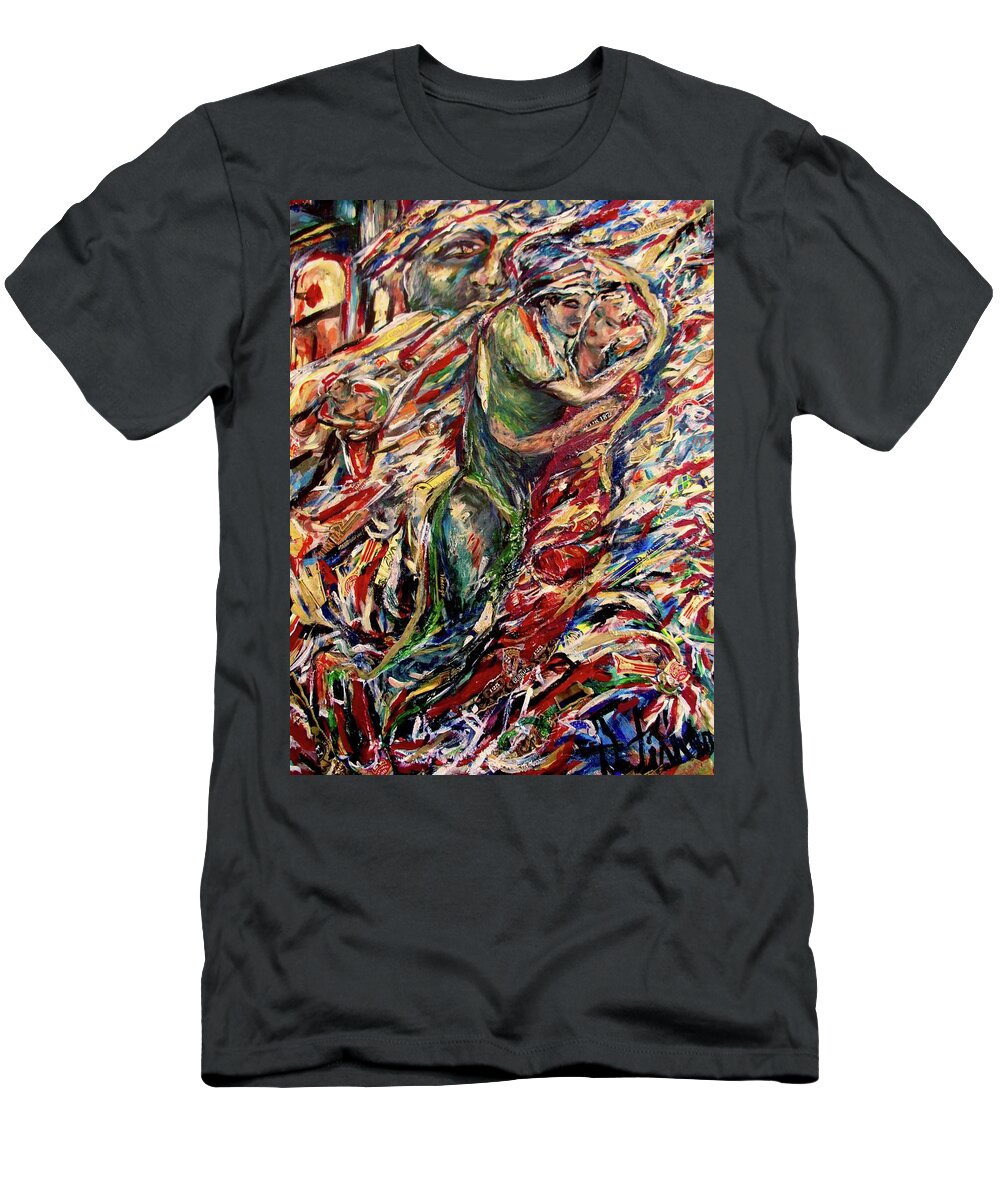 Cigar T-Shirt featuring the painting Cigar Dance by Dawn Caravetta Fisher