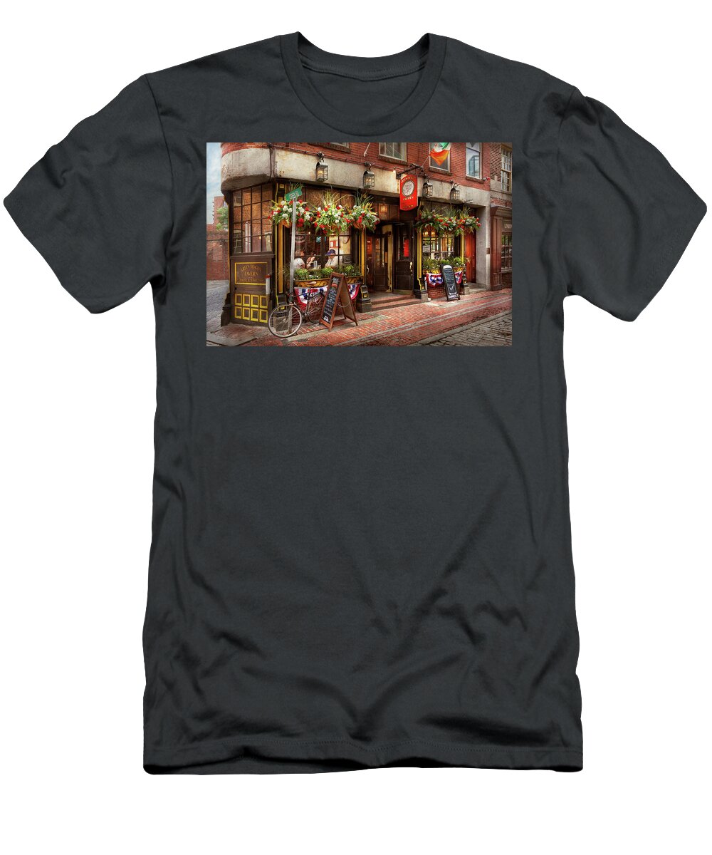 Boston T-Shirt featuring the photograph City - Boston MA - The Green Dragon Tavern by Mike Savad