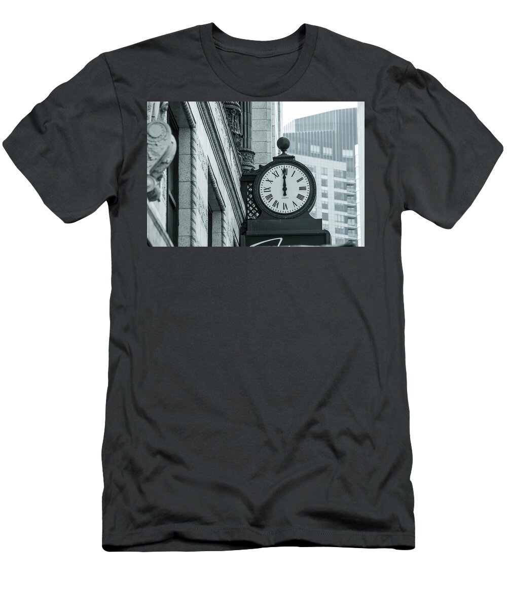 Clock T-Shirt featuring the photograph City Clock by Jason Hughes