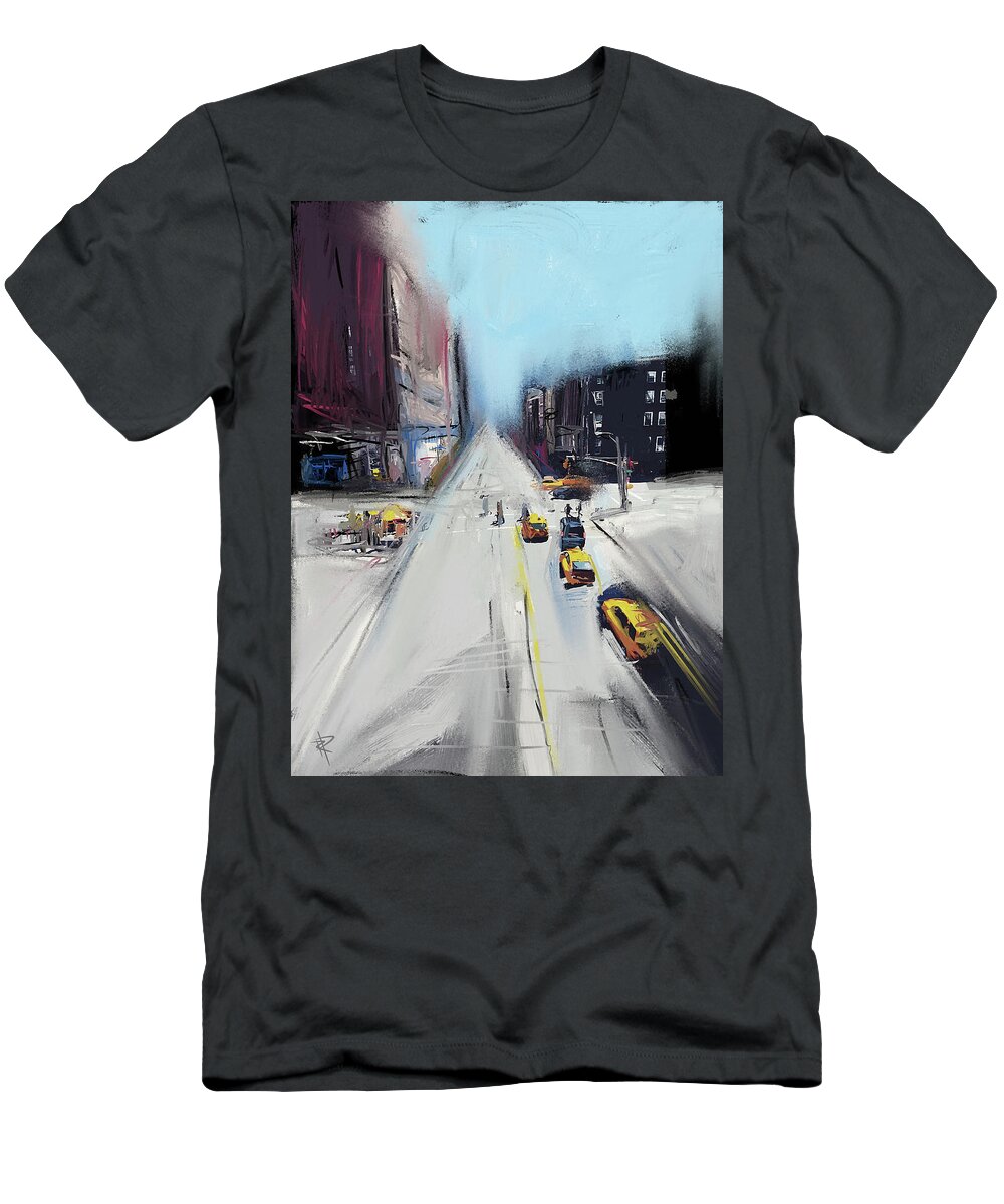 Cityscape T-Shirt featuring the mixed media City Contrast by Russell Pierce