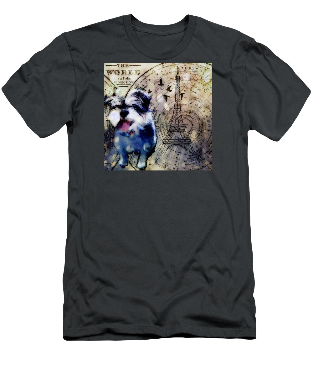 Animals T-Shirt featuring the digital art City Girl Goes to Paris by Delight Worthyn