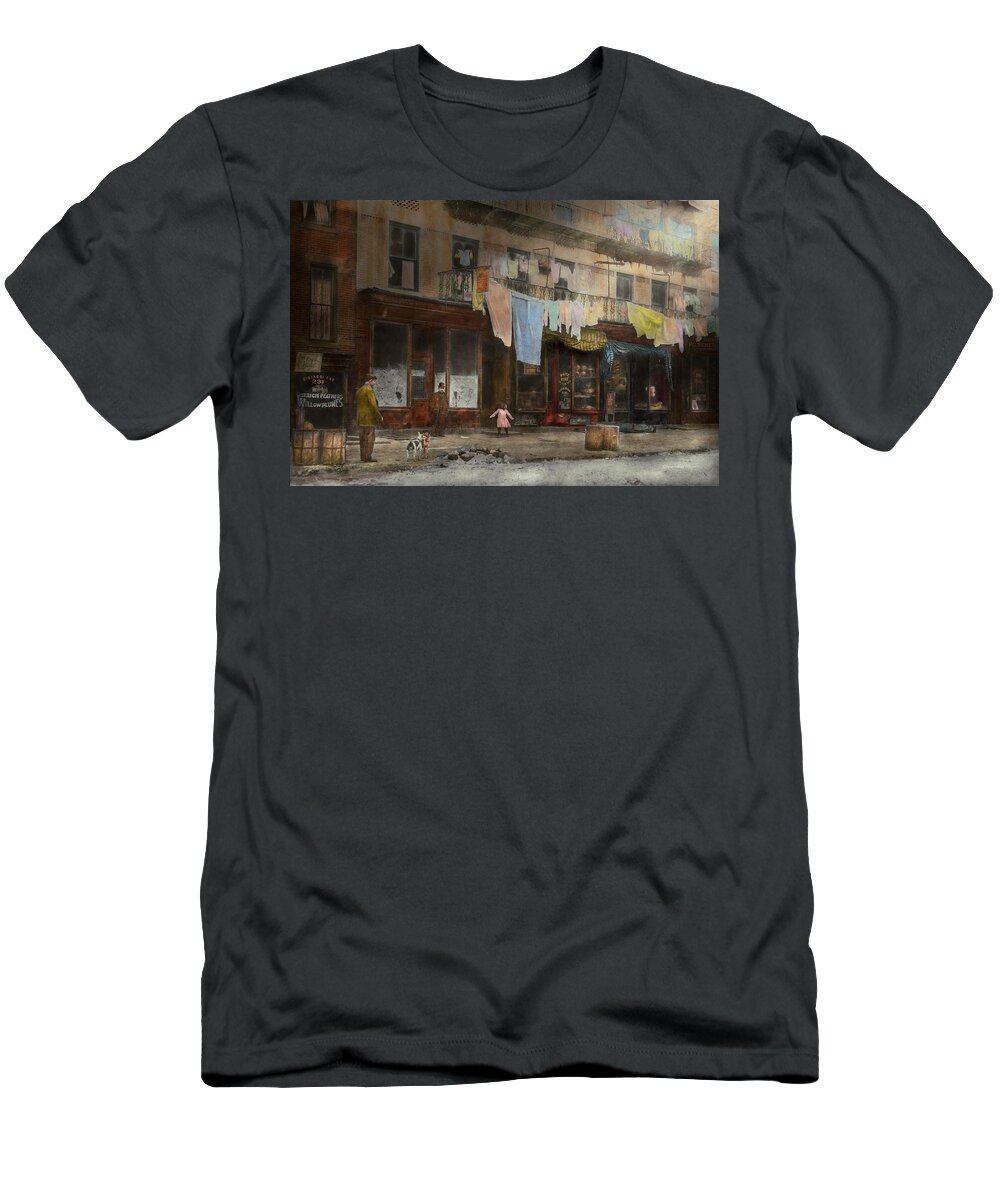 Self T-Shirt featuring the photograph City - NY - Elegant Apartments - 1912 by Mike Savad
