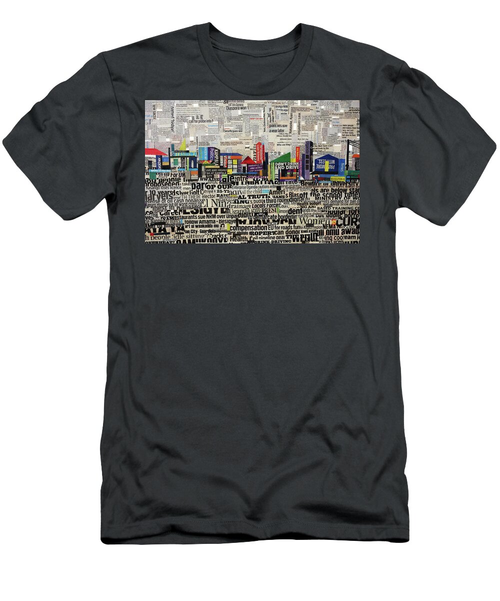 Collage T-Shirt featuring the mixed media City Scape by Ronex Ahimbisibwe