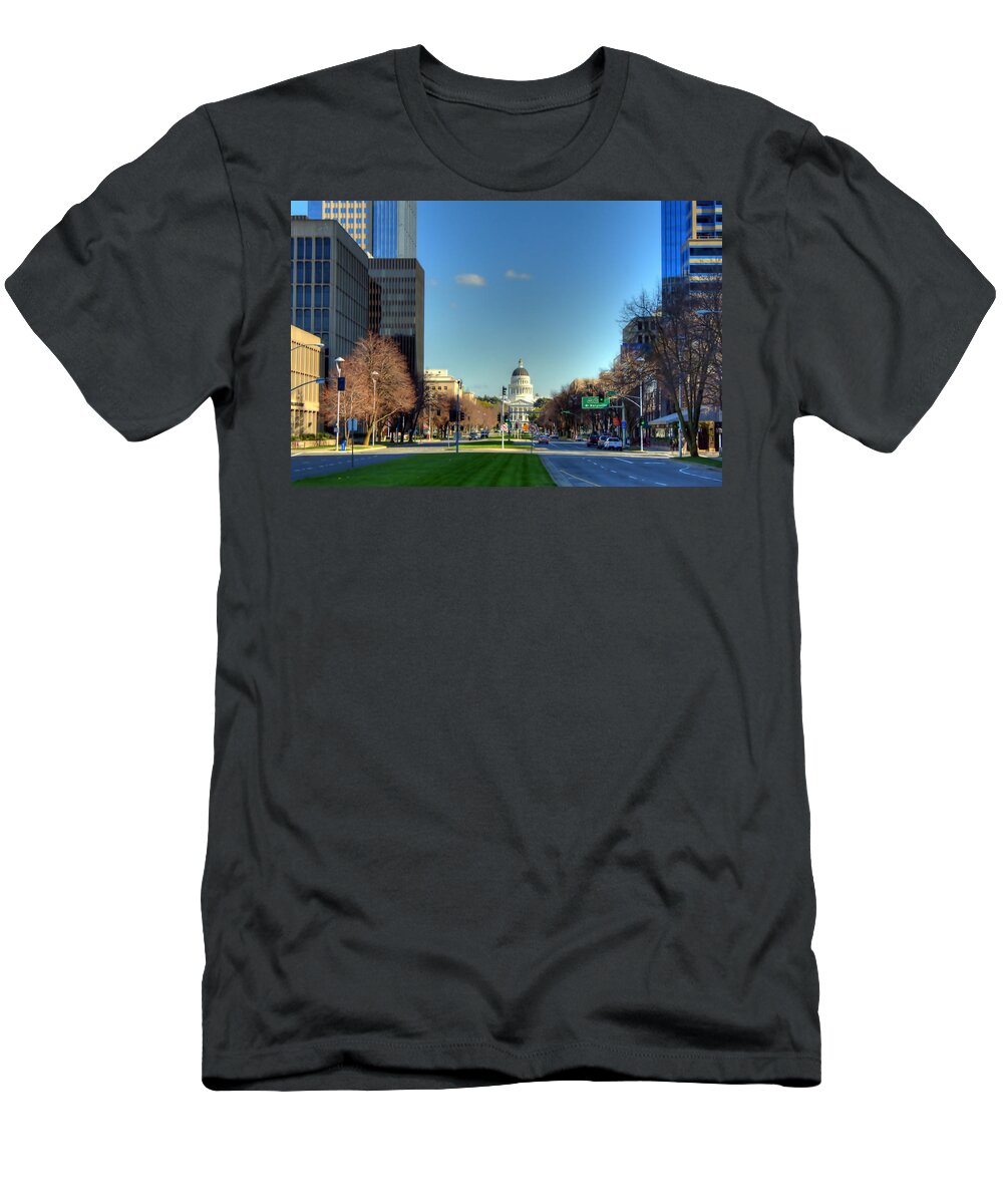 Hdr T-Shirt featuring the photograph Cityscape Capitol by Randy Wehner