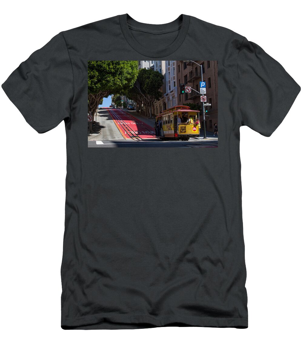 Bonnie Follett T-Shirt featuring the photograph Clang Clang Goes The Cable Car by Bonnie Follett