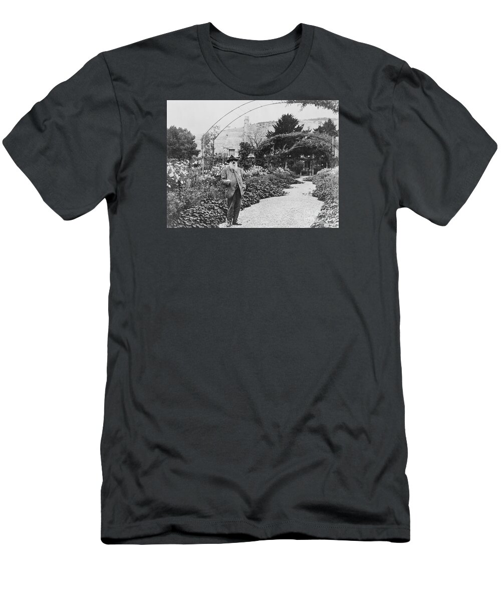 Male;artist;painter;impressionist;dans Son Jardin;old;elderly T-Shirt featuring the photograph Claude Monet in his garden by French School