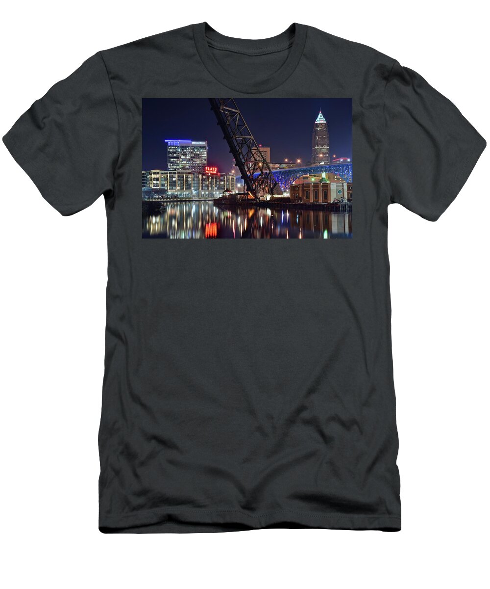 Cleveland T-Shirt featuring the photograph Cleveland Flats East Bank by Frozen in Time Fine Art Photography