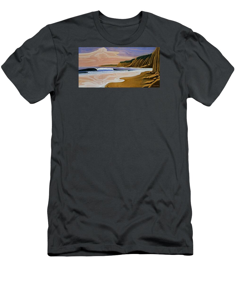 Wave T-Shirt featuring the relief Cliffs at Sunset by Nathan Ledyard