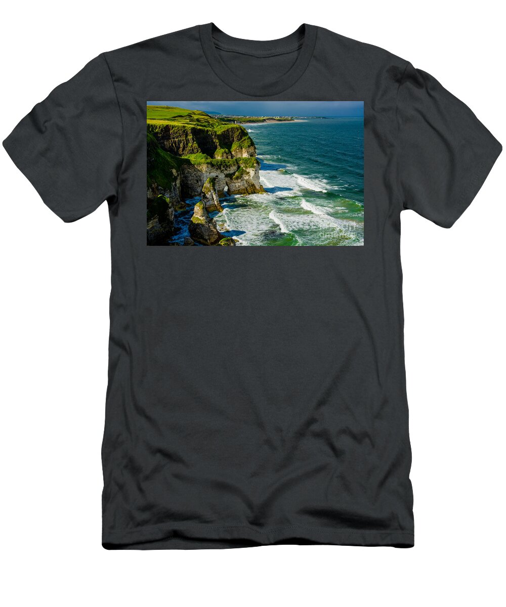 Photography T-Shirt featuring the photograph Cliffs near Portrush in Northern Ireland by Andreas Berthold