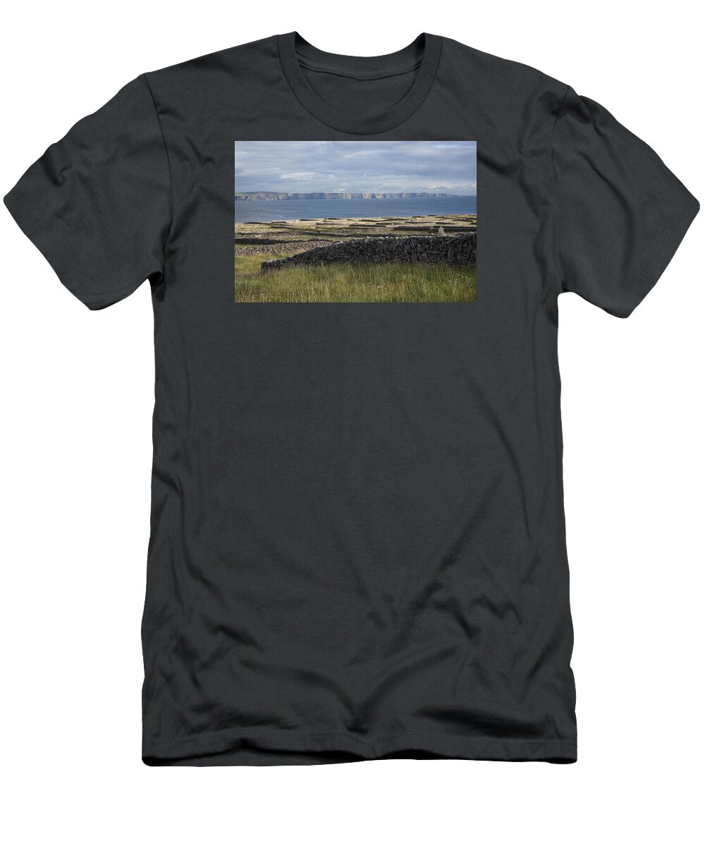Ireland T-Shirt featuring the photograph Cliffs of Moher from Inisheer by John Farley