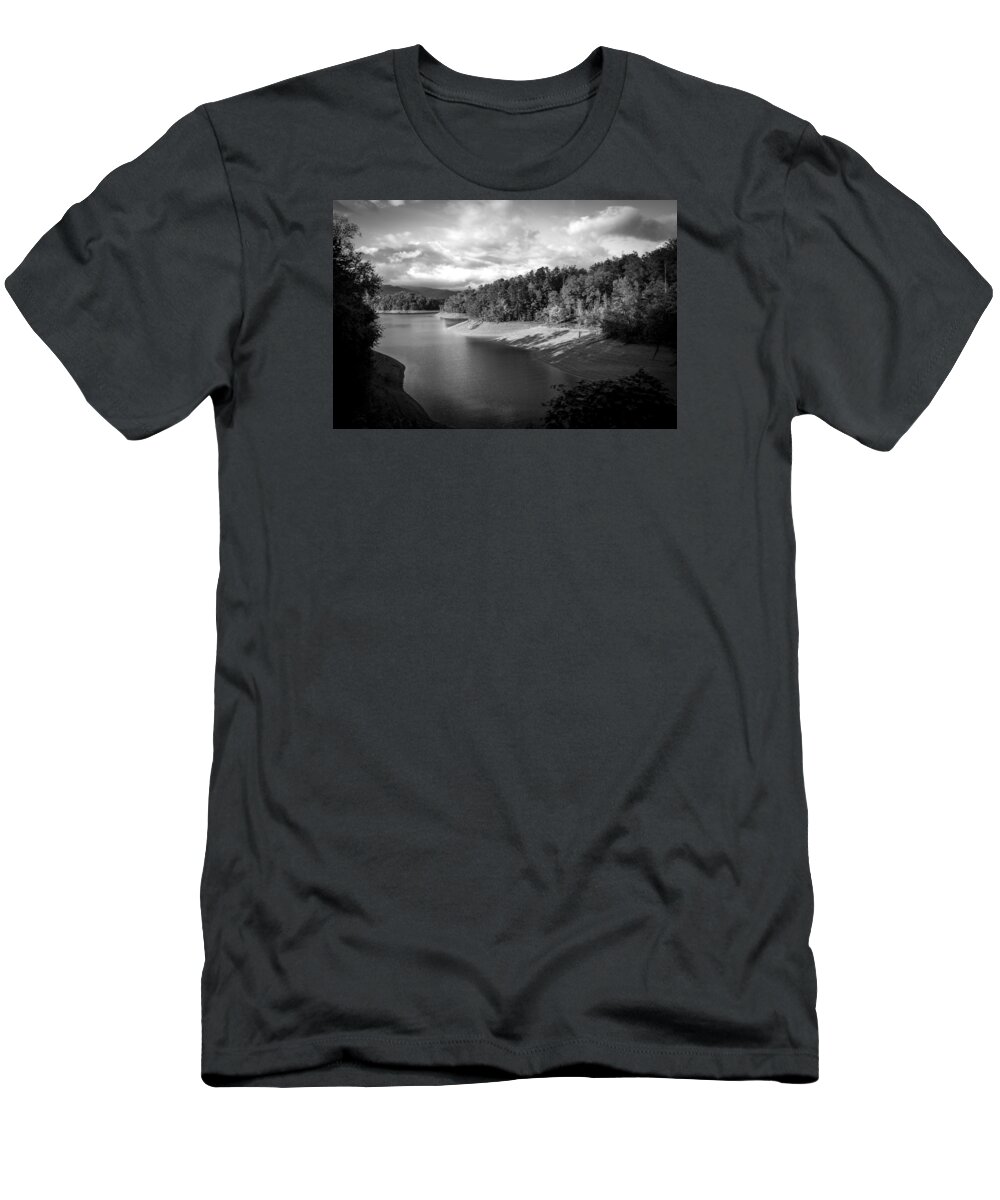 Kelly Hazel T-Shirt featuring the photograph Clouds Above the Nantahala River in NC by Kelly Hazel