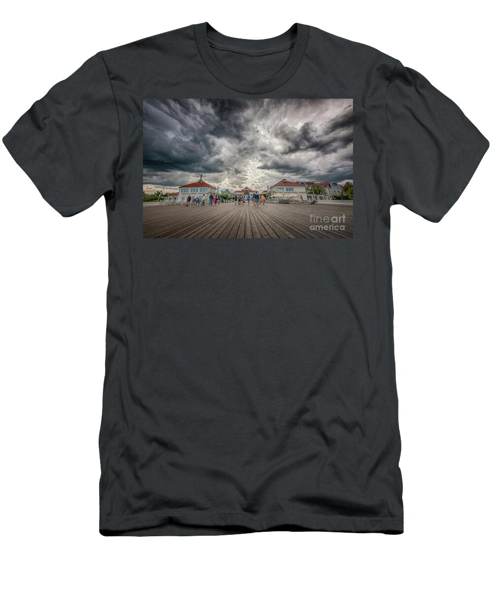 Baltic T-Shirt featuring the photograph Clouds over the Molo Pier, Sopot by Mariusz Talarek