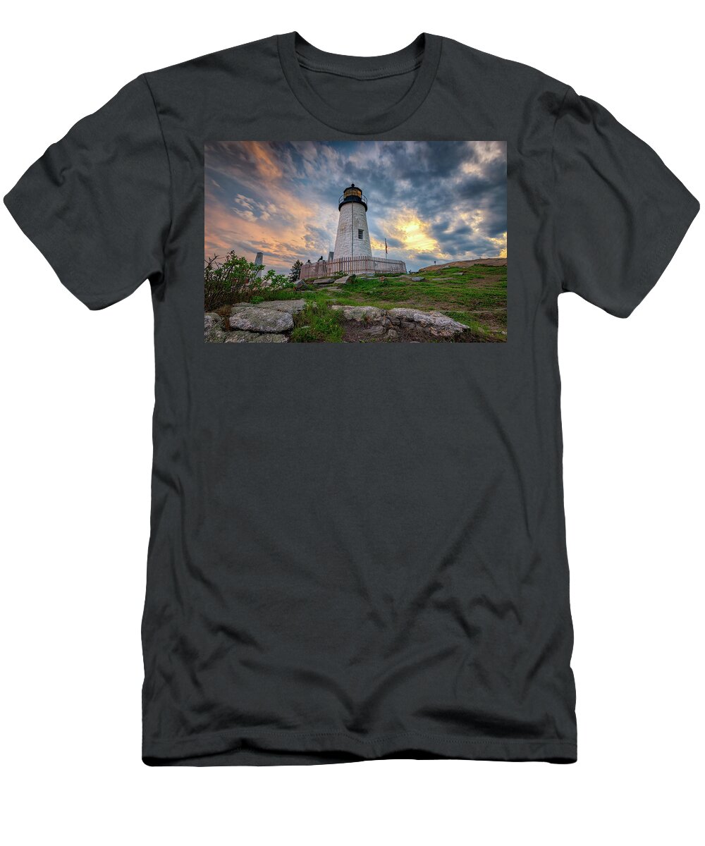 Pemaquid Point Lighthouse T-Shirt featuring the photograph Cloudy Skies at Pemaquid Point by Rick Berk