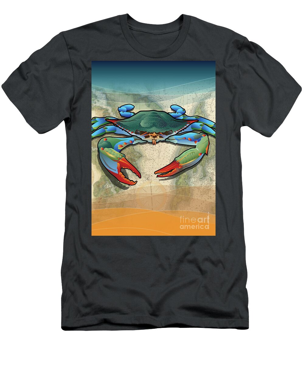 Blue Crab T-Shirt featuring the digital art Coastal Blue Crab by Joe Barsin