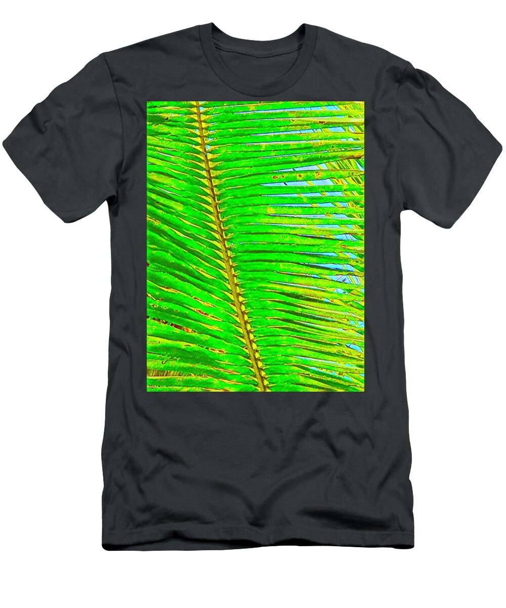 #flowersofaloha #coconutpalmleafaloha T-Shirt featuring the photograph Coconut Palm Leaf Aloha by Joalene Young