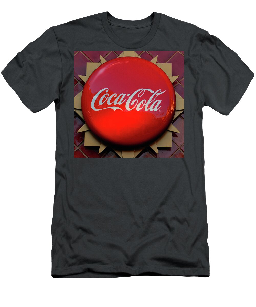 Button T-Shirt featuring the photograph Coke button style sign by David Lee Thompson
