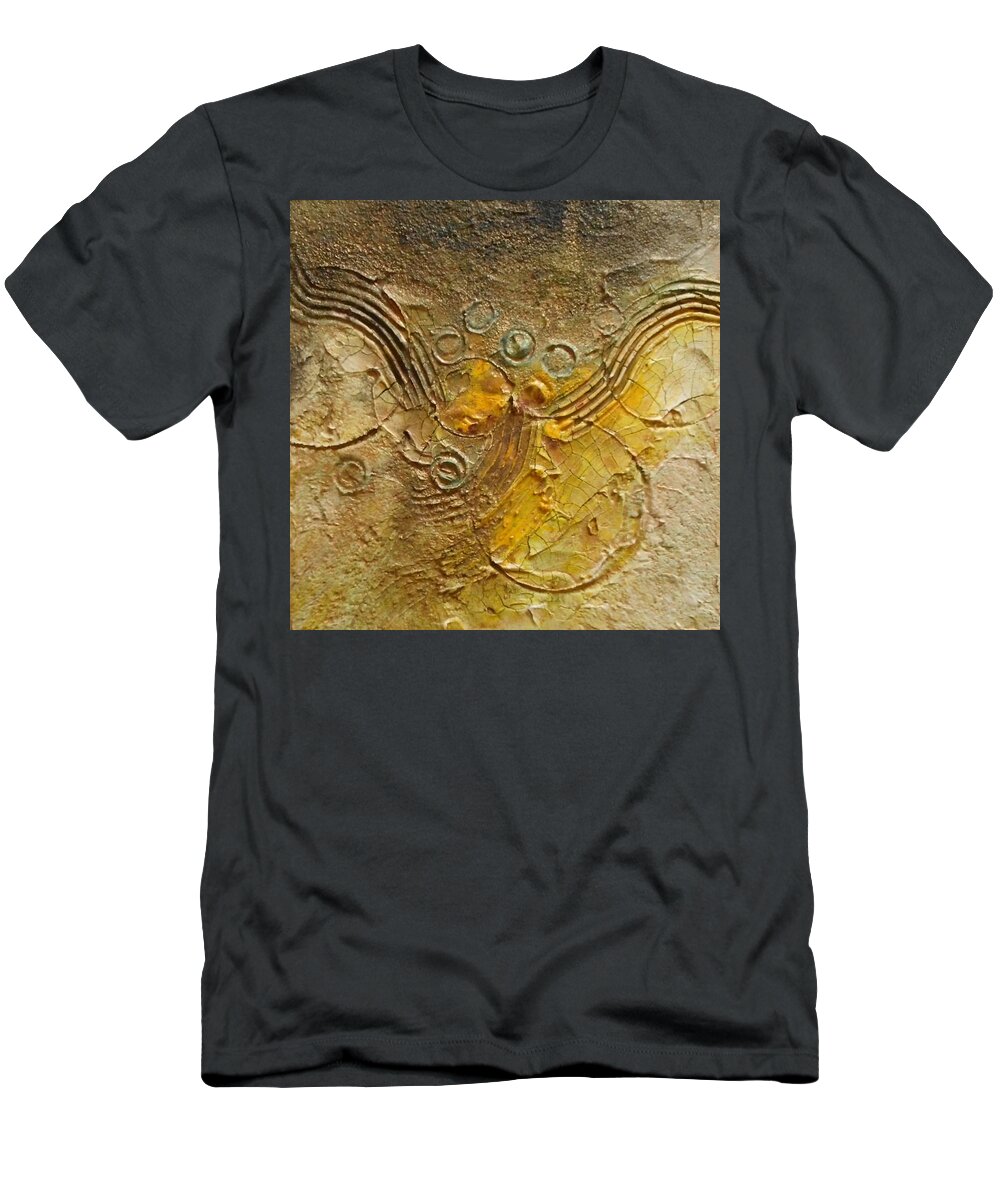 Abstract T-Shirt featuring the painting Colliding Worlds by Sharon Cromwell