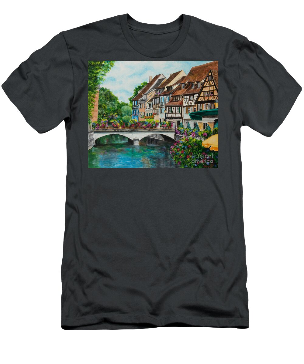 Colmar T-Shirt featuring the painting Colmar In Full Bloom by Charlotte Blanchard