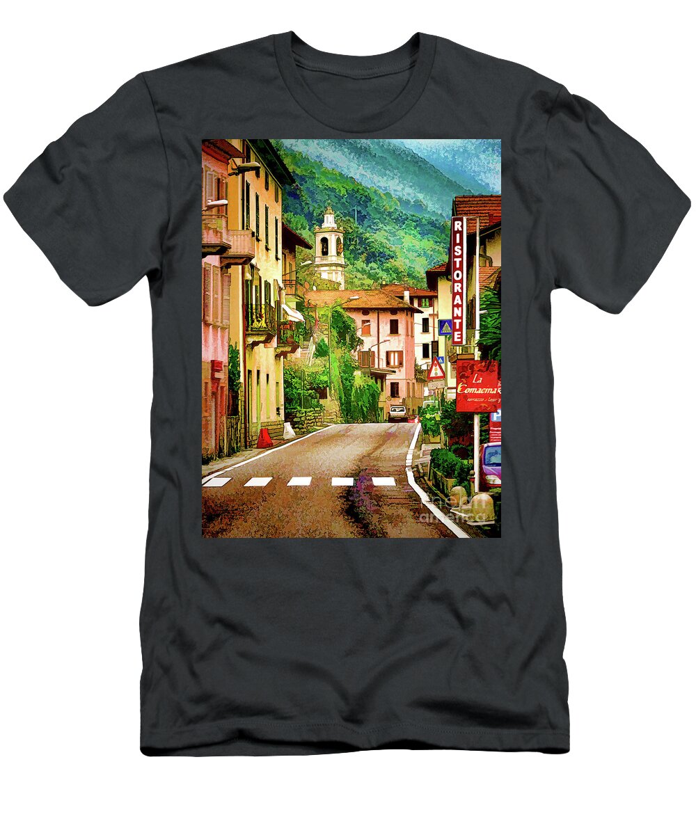 Landscape T-Shirt featuring the digital art Colonno.Lake Como by Jennie Breeze