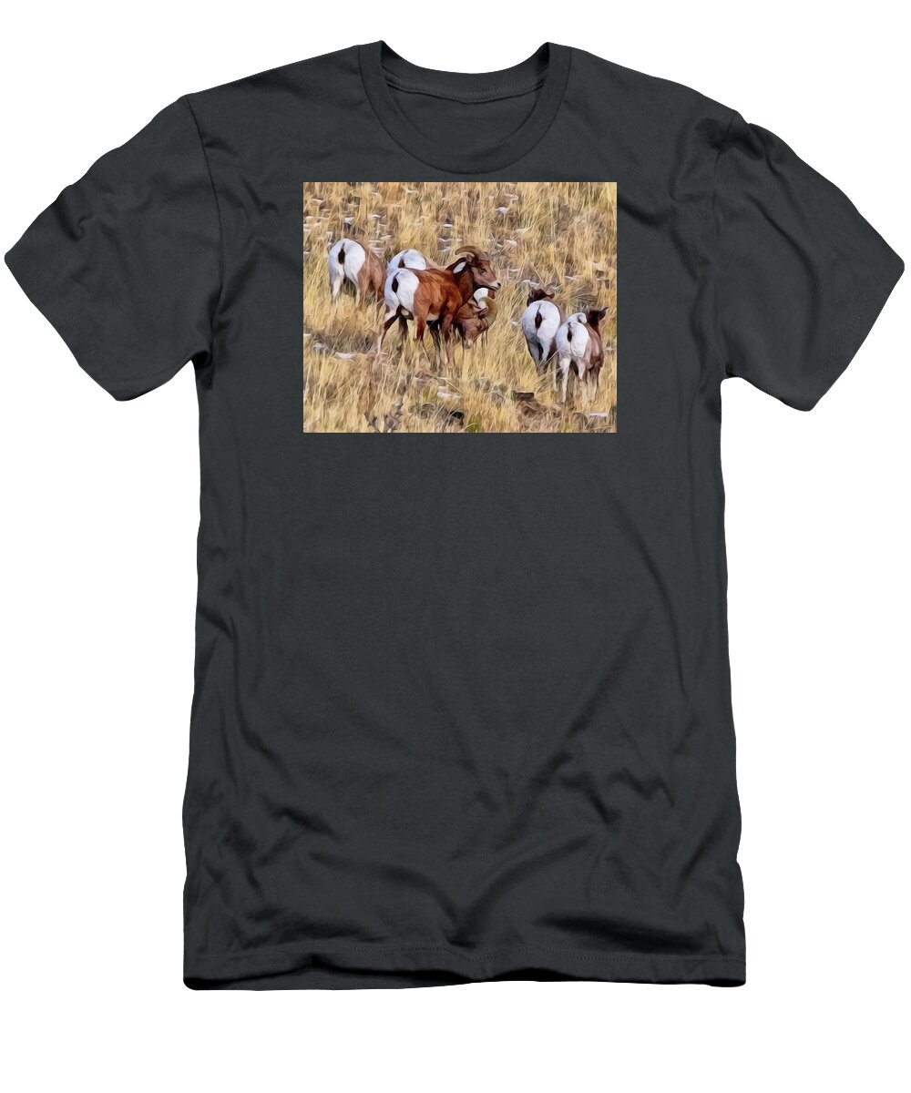 Bighorn T-Shirt featuring the digital art Colorado Big Horn by Ernest Echols