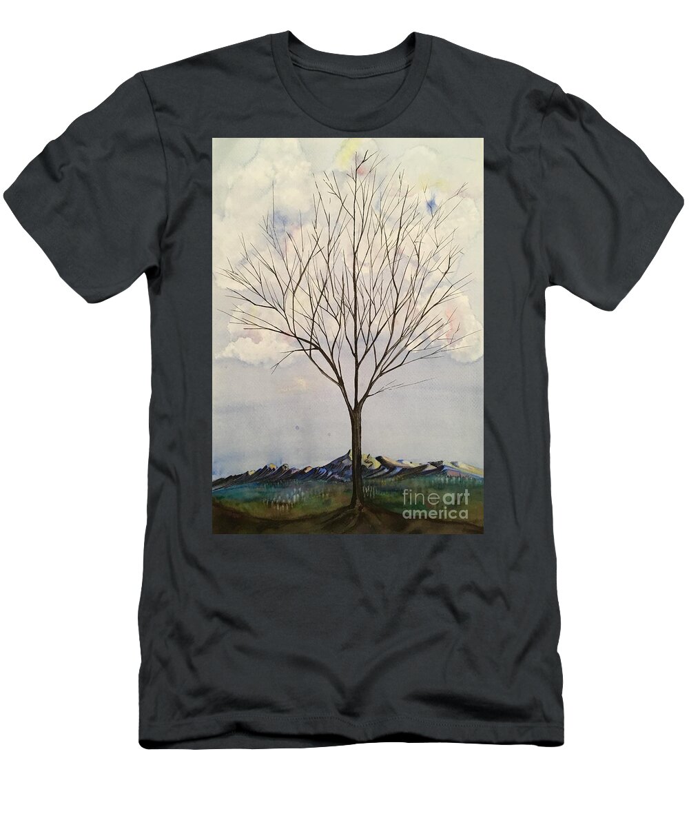  Watercolor T-Shirt featuring the mixed media Colorado Cottonwood by Mastiff Studios