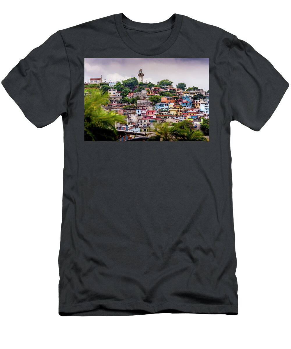 Ecuador T-Shirt featuring the photograph Colorful Houses on the Hill by Daniel Murphy