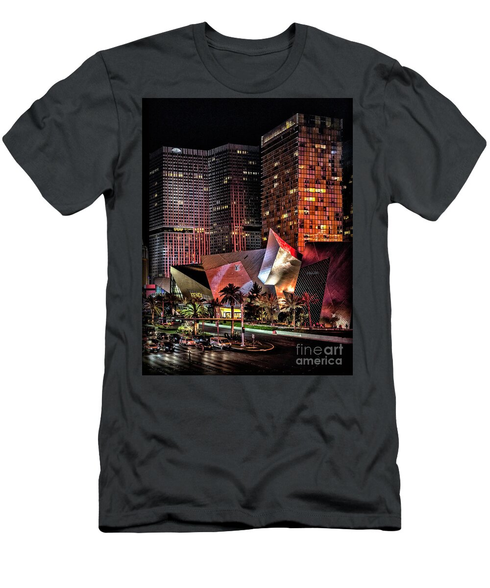 Colorful T-Shirt featuring the photograph Colorful Las Vegas Evening Street Scene by Walt Foegelle