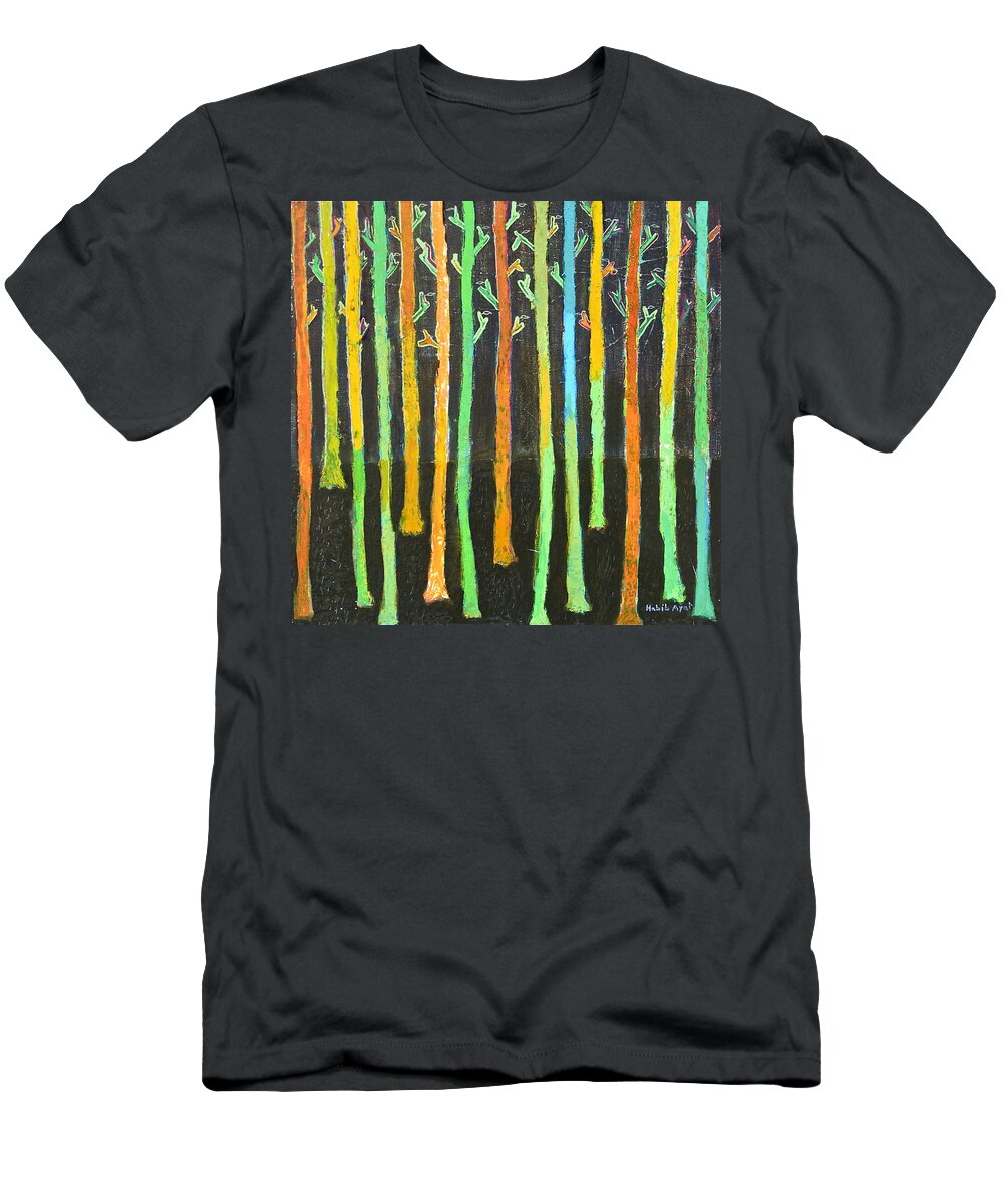 Colors T-Shirt featuring the painting Colorful Trees by Habib Ayat