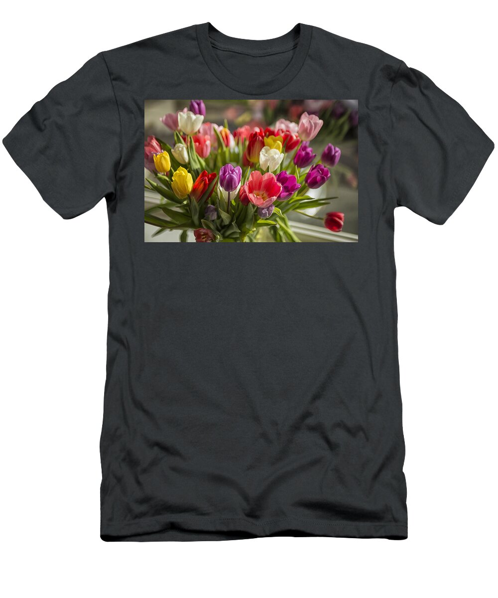 Spring T-Shirt featuring the photograph Colorful tulips by Patricia Hofmeester