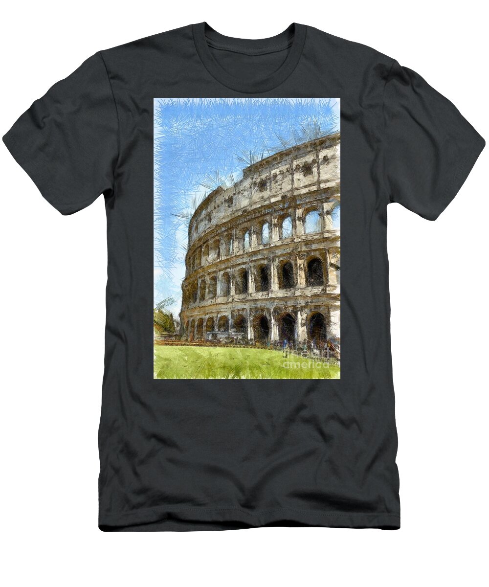 Colored Pencil T-Shirt featuring the photograph Colosseum or Coliseum Pencil by Edward Fielding