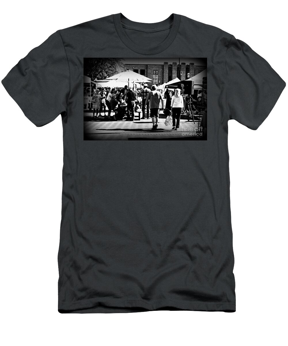 Photography T-Shirt featuring the photograph Community at the Farmers Market by Frank J Casella