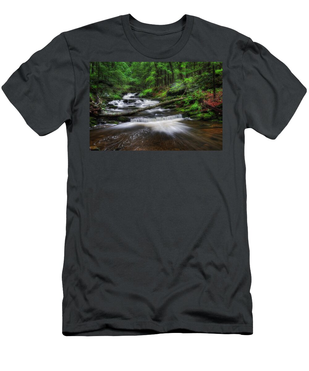 Green T-Shirt featuring the photograph Cool Spring Stream by Bill Wakeley
