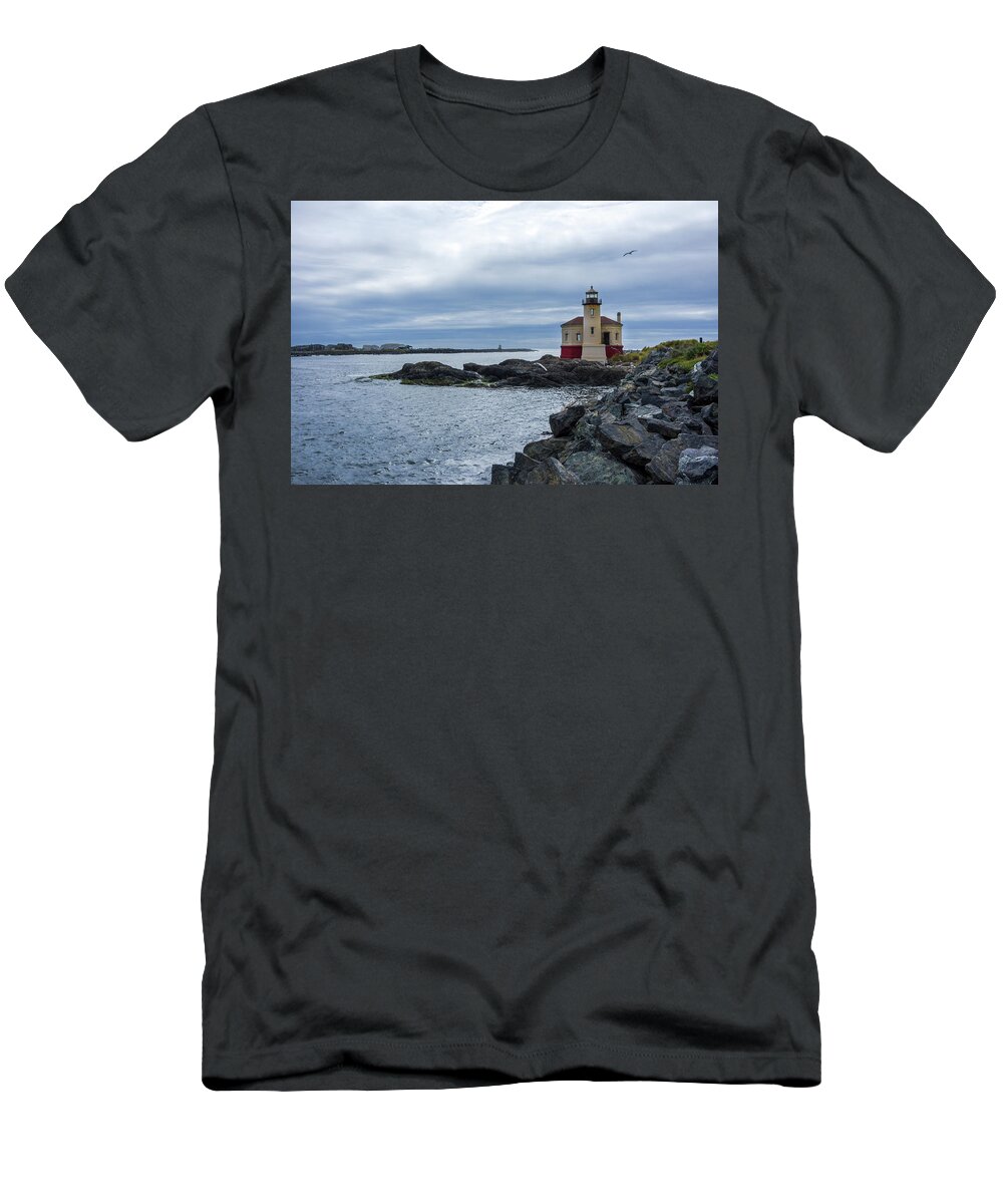 Lighthouse T-Shirt featuring the photograph Coquille Lighthouse III by Steven Clark