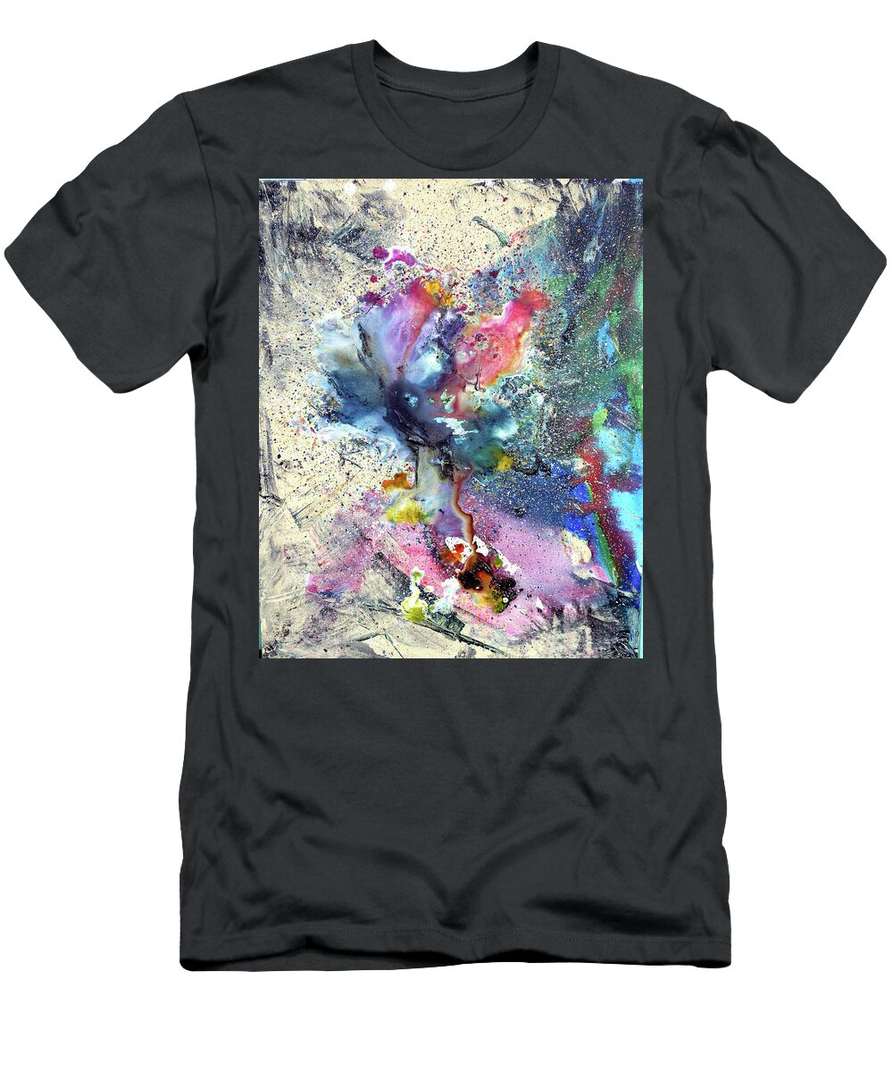 Colours T-Shirt featuring the painting Cosmic Flower by Lisa Lipsett