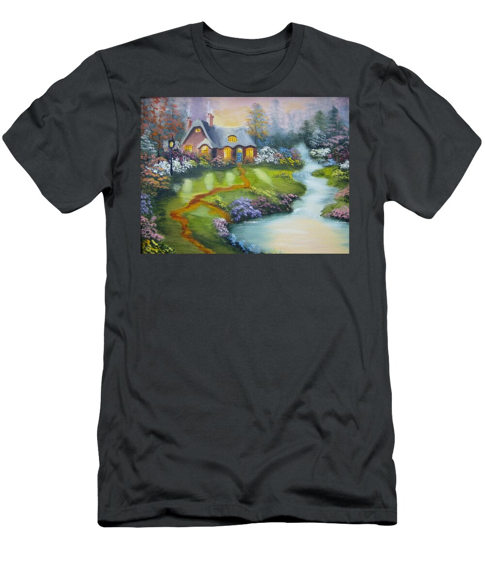 Cottage T-Shirt featuring the painting Cottage by Debra Campbell
