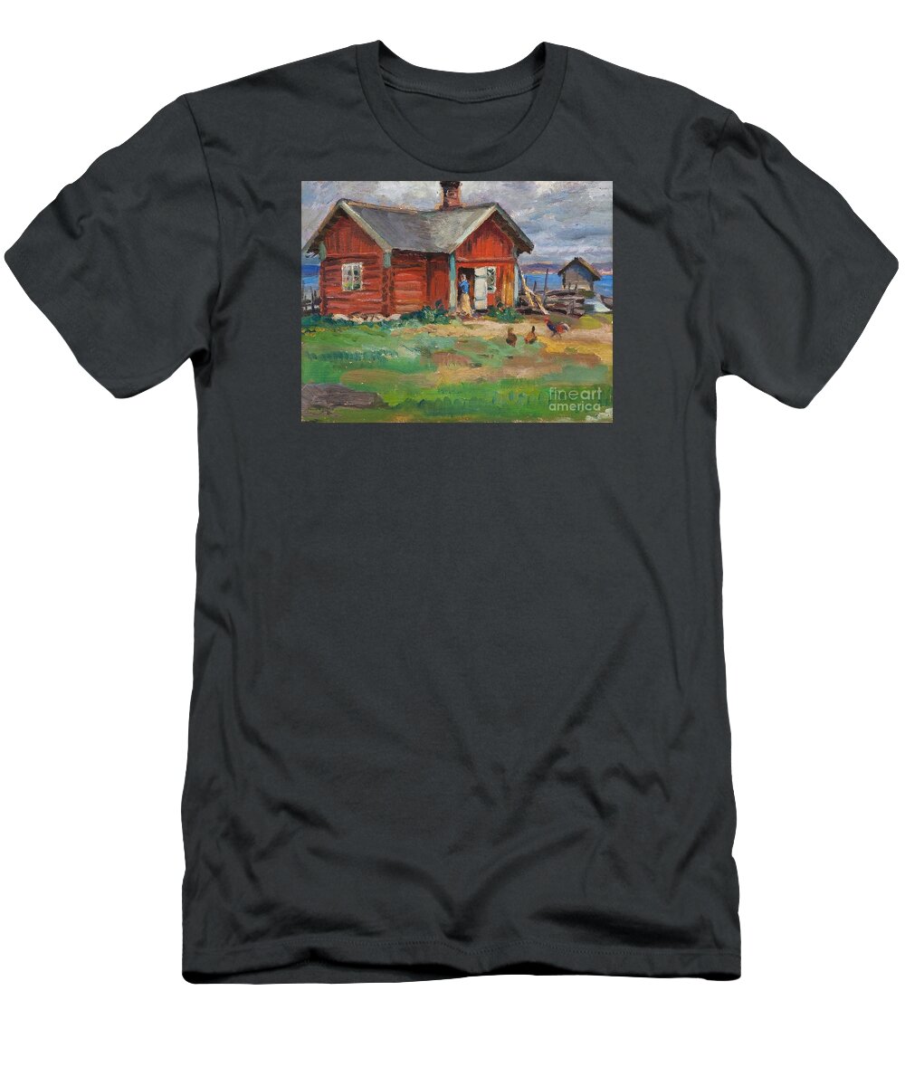 Santeri Salokivi T-Shirt featuring the painting Cottage by MotionAge Designs