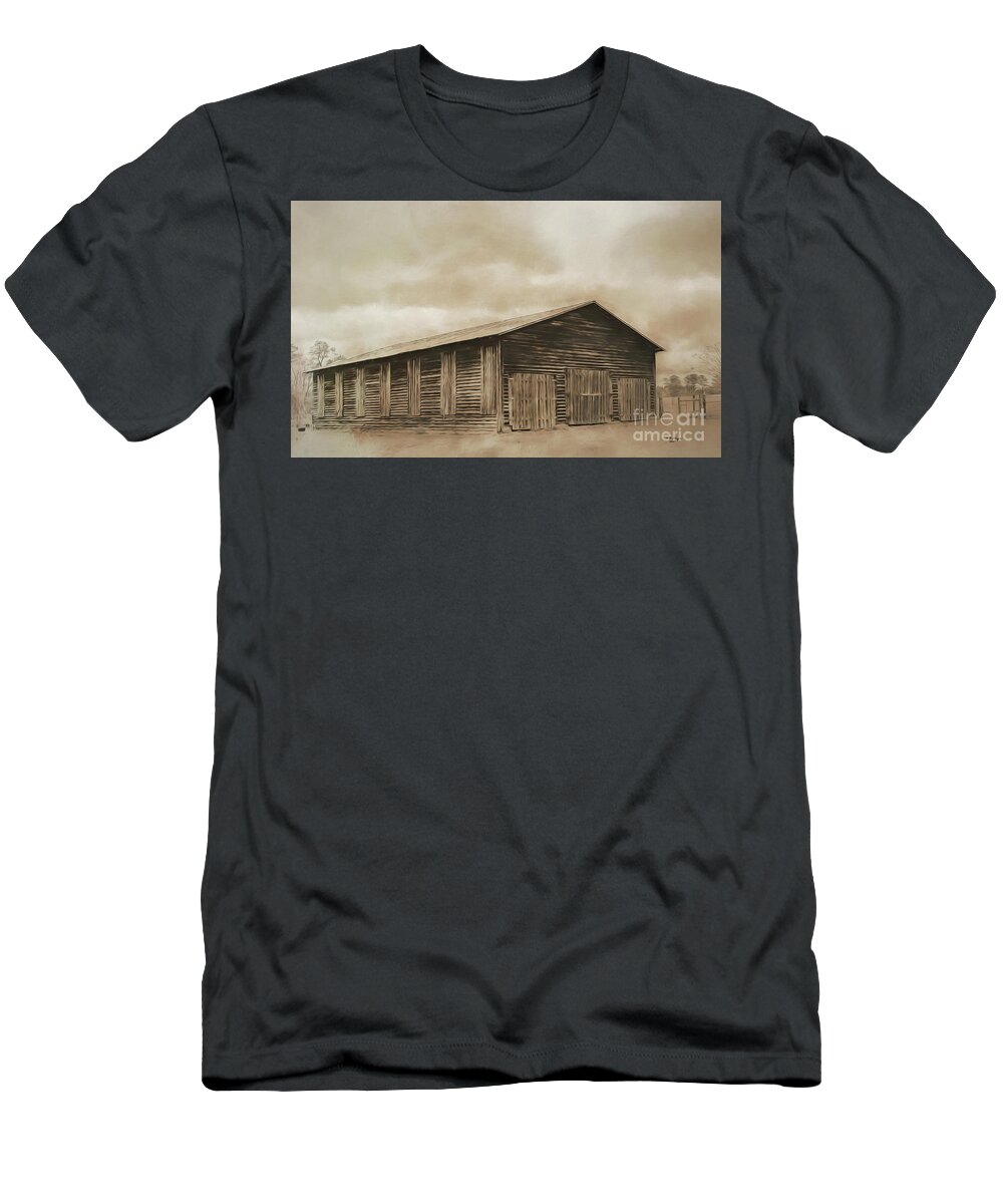Barns T-Shirt featuring the digital art Country Barn by DB Hayes