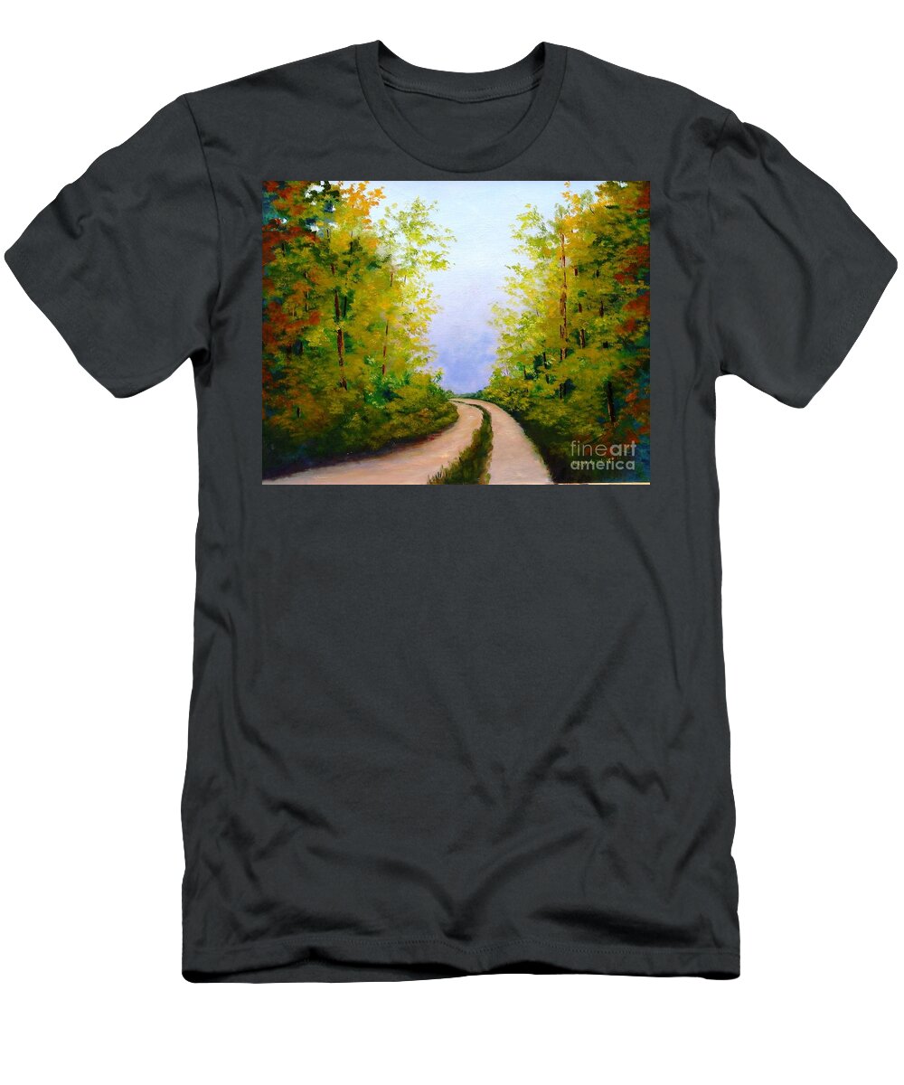Landscape T-Shirt featuring the painting Country Road by Jerry Walker