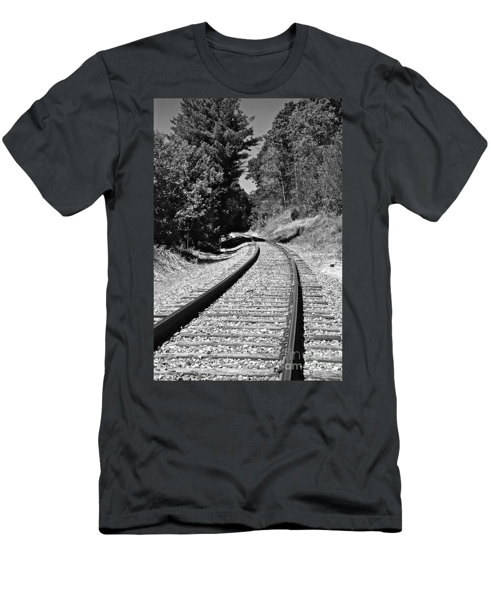 Black And White T-Shirt featuring the photograph Country Tracks Black and White by Mark Dodd