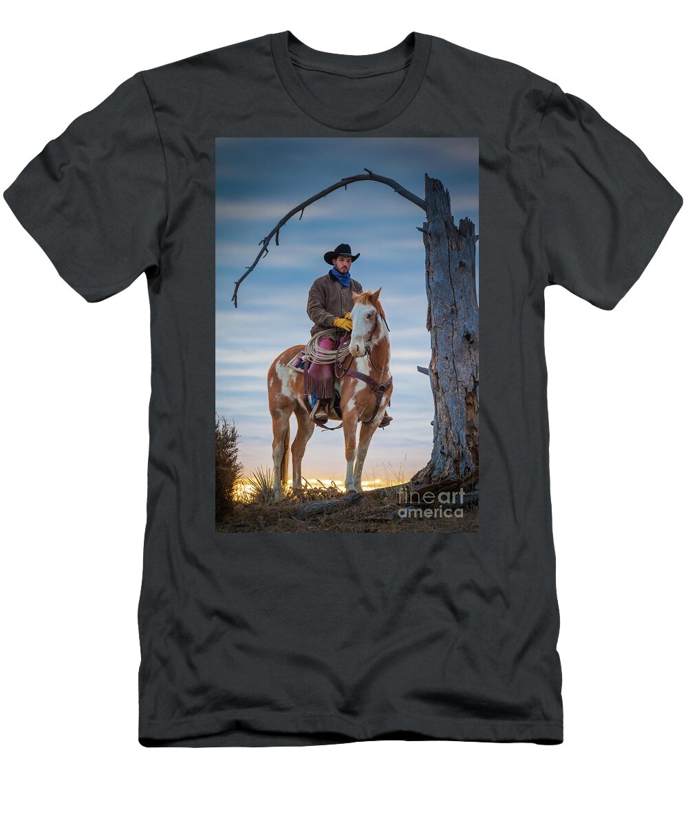 America T-Shirt featuring the photograph Cowboy Under Tree by Inge Johnsson