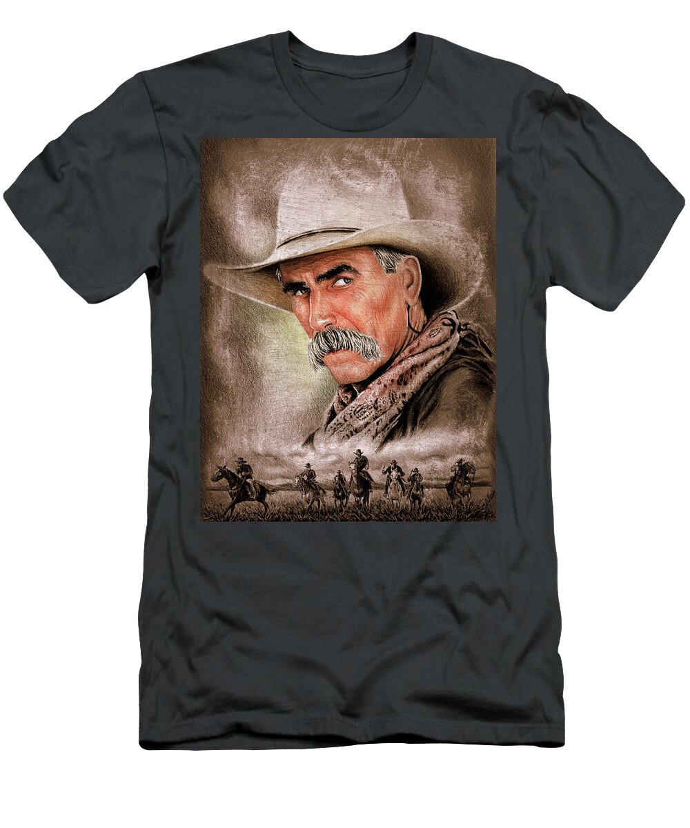 Sam Elliot T-Shirt featuring the painting Cowboy version 3 by Andrew Read