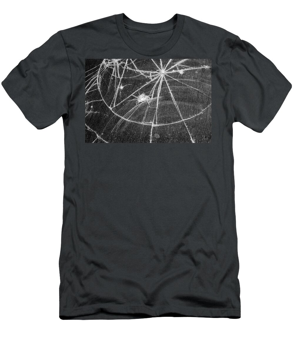 Abstract T-Shirt featuring the photograph Cracked Windshield I BW by David Gordon