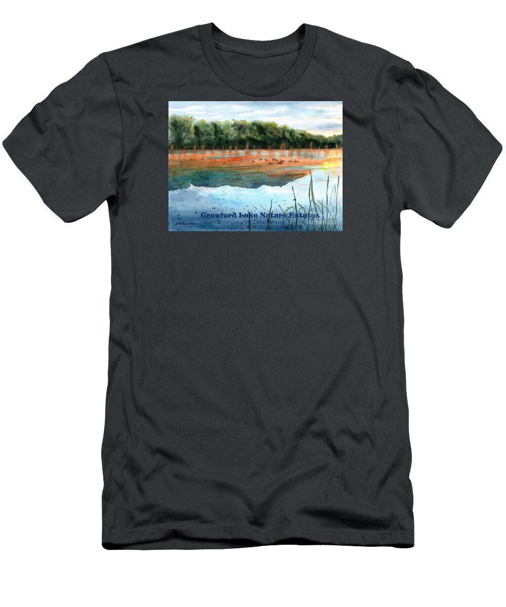 Crawford Lake T-Shirt featuring the painting Crawford Lake Nature Estates by LeAnne Sowa