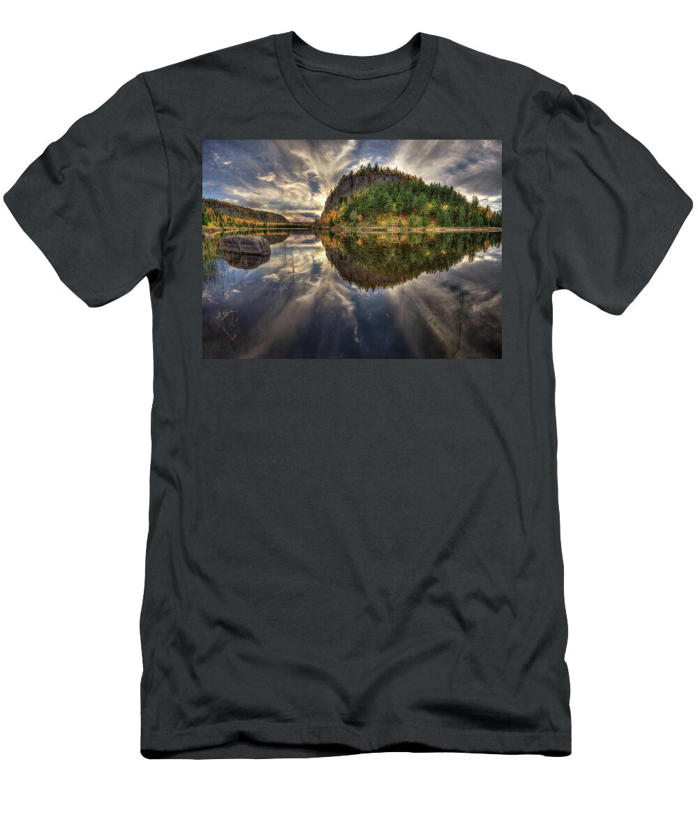 Aboriginal T-Shirt featuring the photograph Crescent Lake Golden Hour HDR Wide Pano by Jakub Sisak
