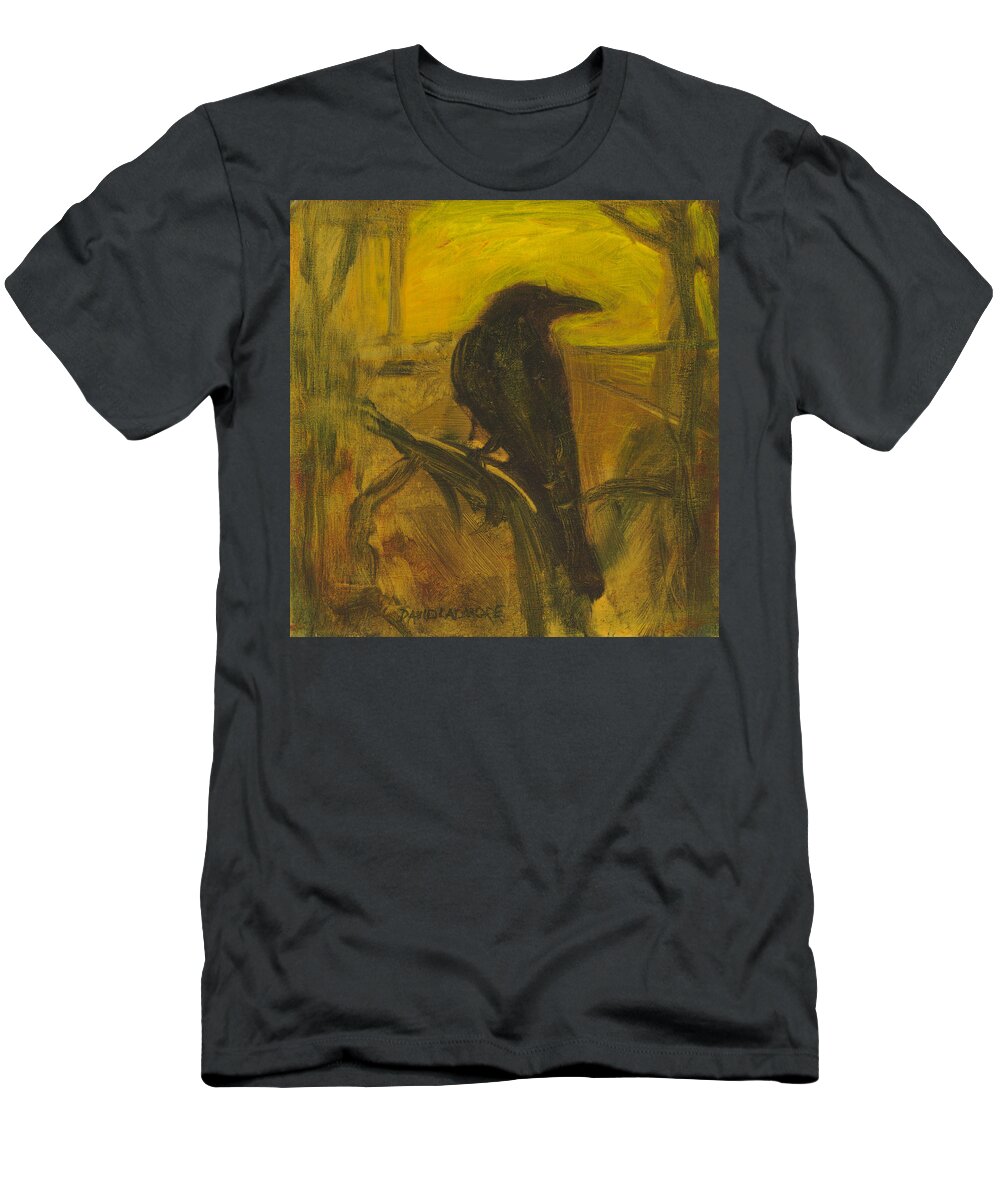 Bird T-Shirt featuring the painting Crow 21 by David Ladmore