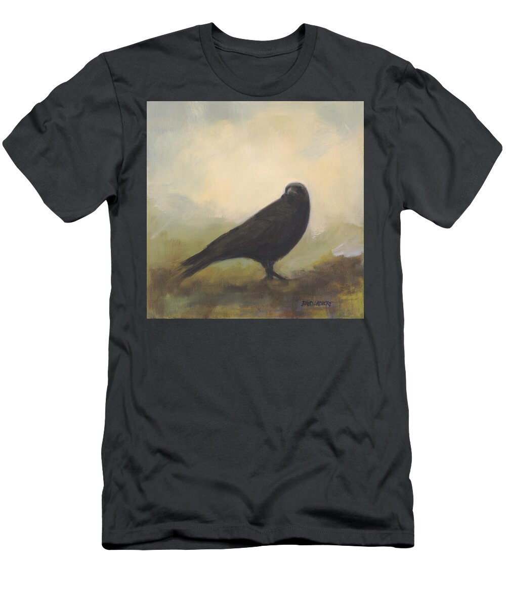 Bird T-Shirt featuring the painting Crow 24 by David Ladmore