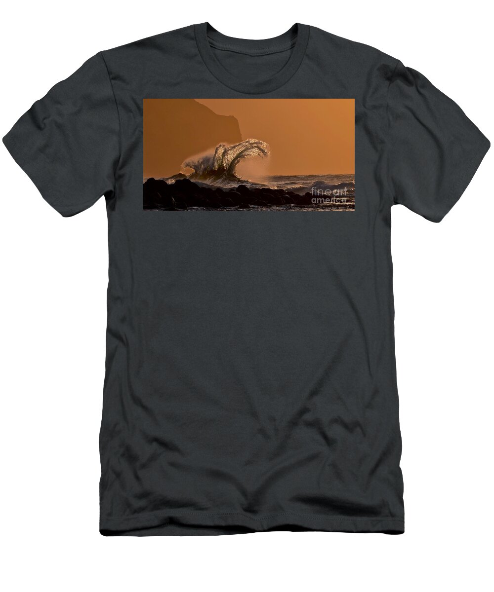Wave T-Shirt featuring the photograph Crown of Waves  Ke'e Beach  Kauai by Debra Banks