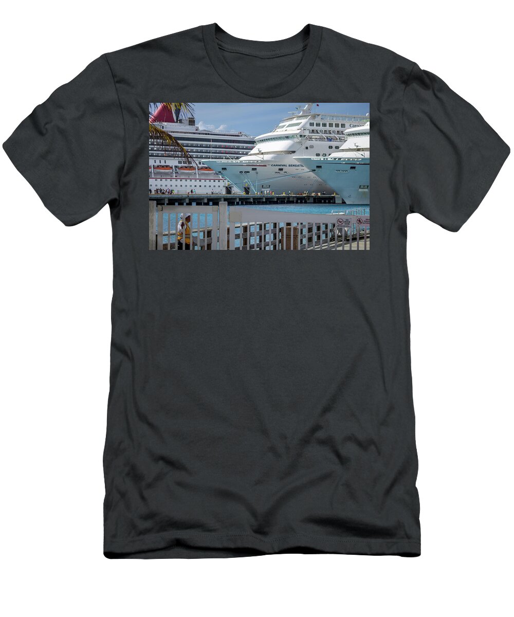 Mexico T-Shirt featuring the photograph Cruise Ship Trio by Fred Boehm