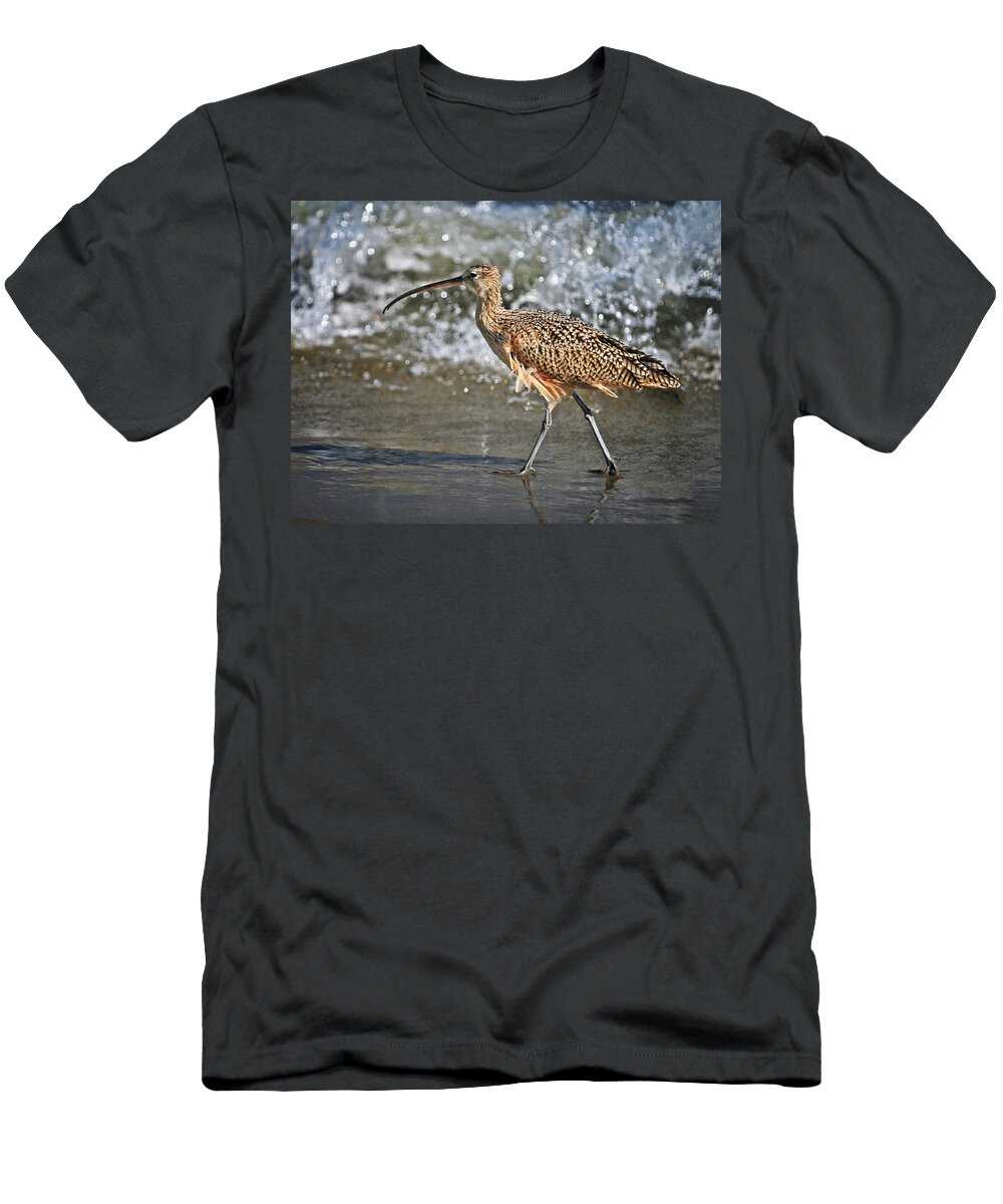 Fauna T-Shirt featuring the photograph Curlew and tides by William Lee