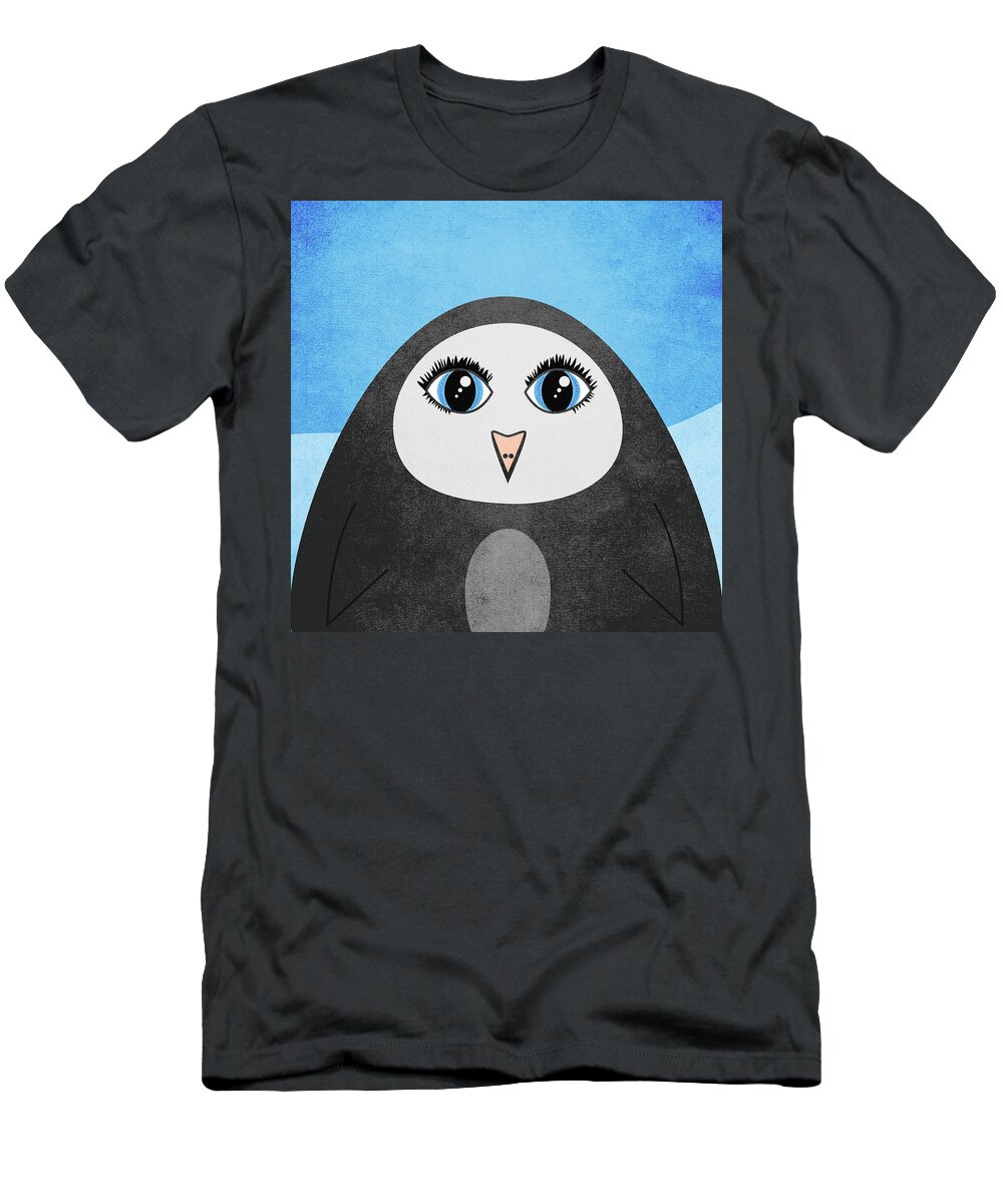 Penguin T-Shirt featuring the digital art Cute Geometric Penguin by Boriana Giormova